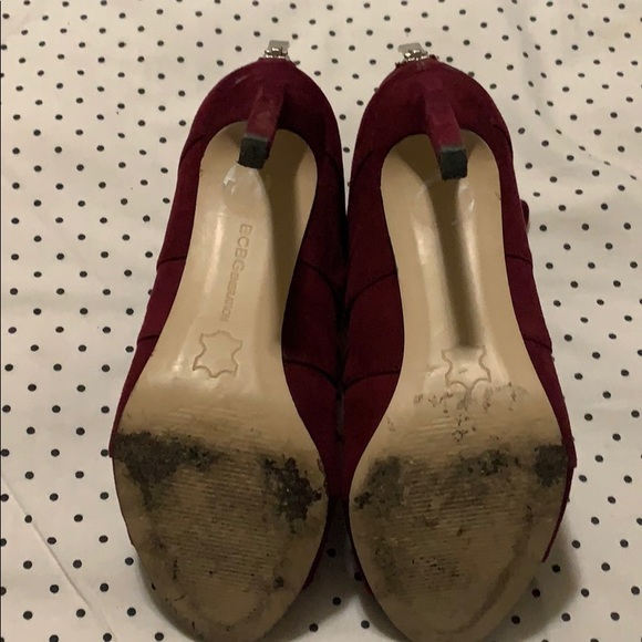 Burgundy high heels with lace detail - Picture 4 of 5